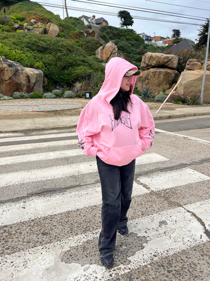 Butterfly Emblem Pink - Hoodie Mangas Globo