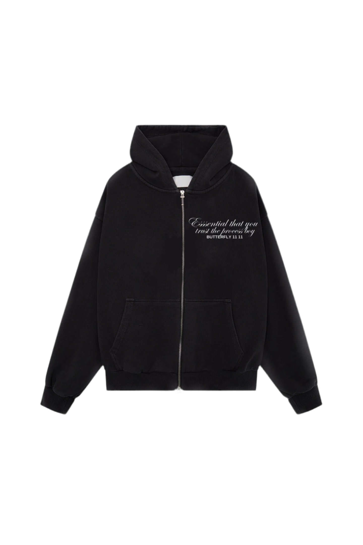 Hoodie trust the process zip modelo clasico letra rosada