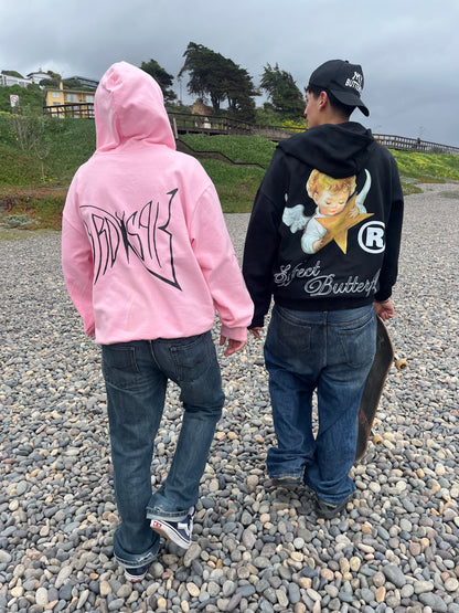 Butterfly Emblem -Hoodie Mangas Globos pink