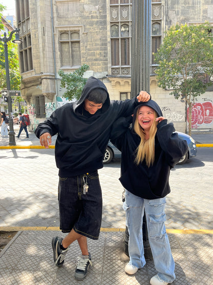 Basic Black - Hoodie Mangas Globo