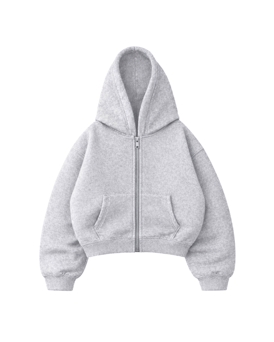 Basic Gris - Hoodie Zip Mangas Globos