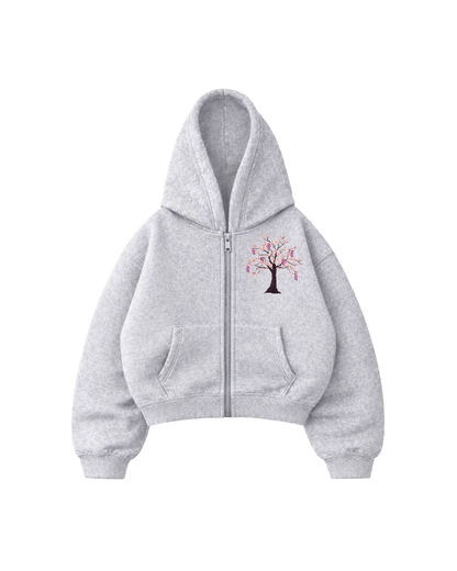 Garden Tree - Hoodie Zip Manga Globo Gris