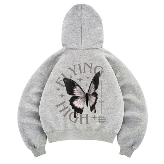 Hoodie flying high gris mangas globo