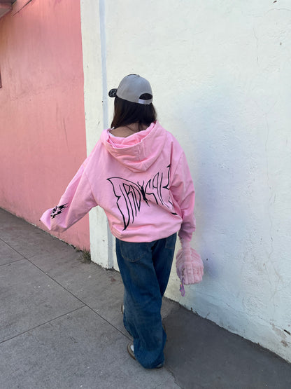 Butterfly Emblem Pink - Hoodie Mangas Globo