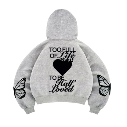 Hoodie to full ir life modelo gris manga globo