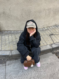Basic Black - Hoodie Zip Mangas Globos