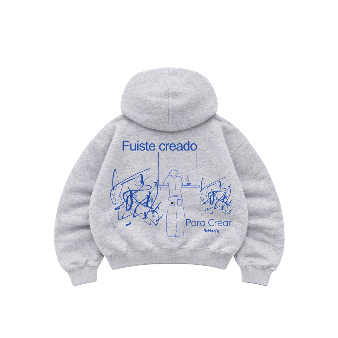 Creado para crear  - Hoodie Zip Mangas Globos grey