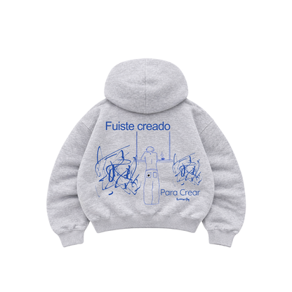 Creado para crear  - Hoodie Zip Mangas Globos grey