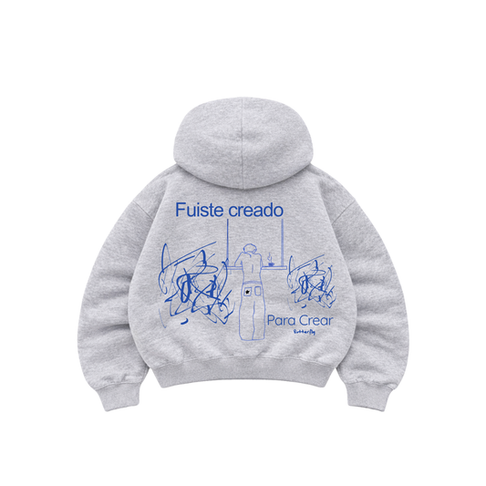 Creado para crear  - Hoodie Zip Mangas Globos grey