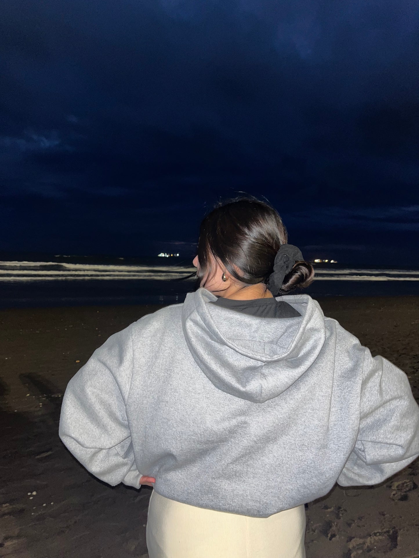 Hoodie basic gris mangas globo