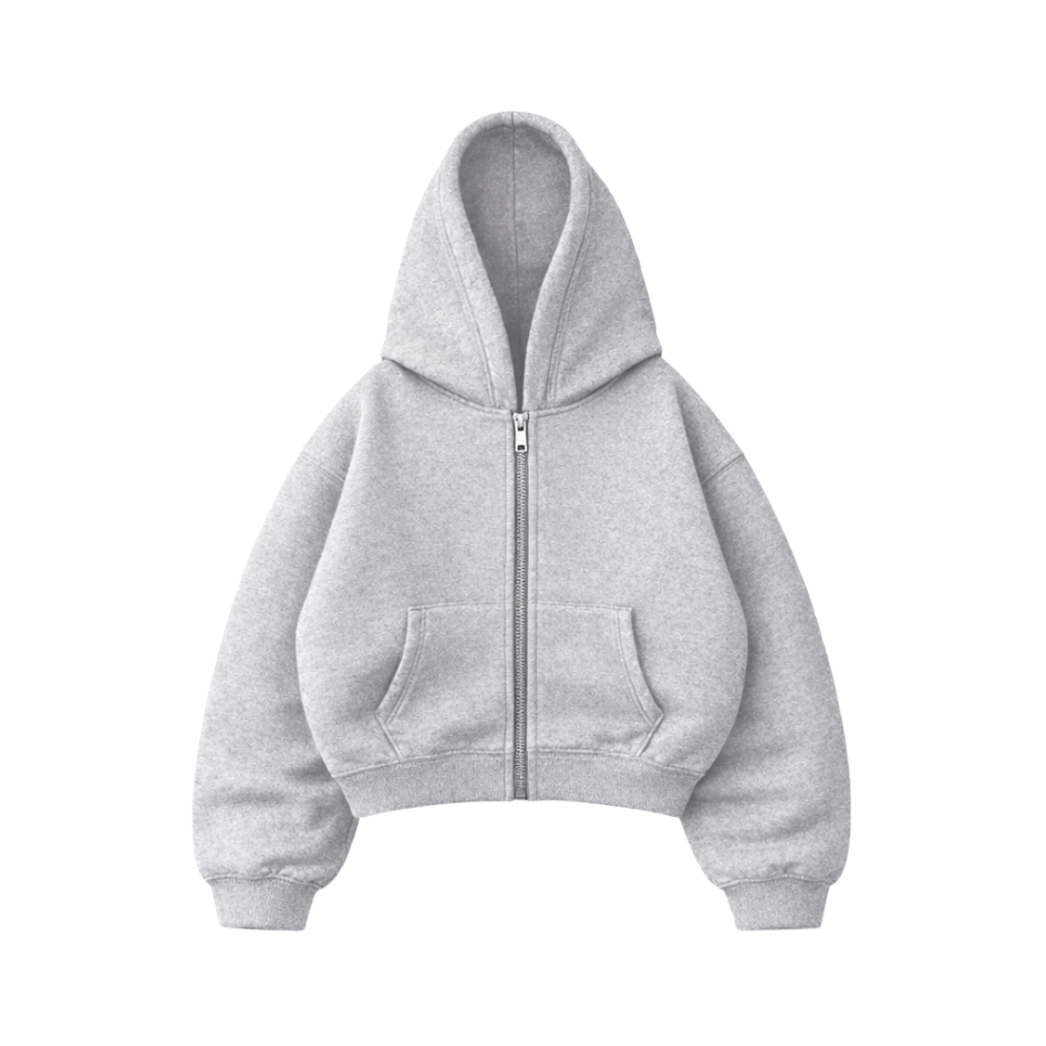 Cherry - Hoodie Zip Manga Globo Gris