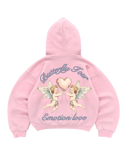 Hoodie emotion love modelo rosado manga globo