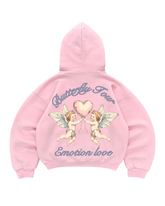 Hoodie emotion love modelo rosado manga globo