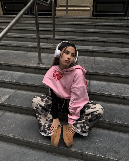 Hoodie the lovers club modelo manga globo pink