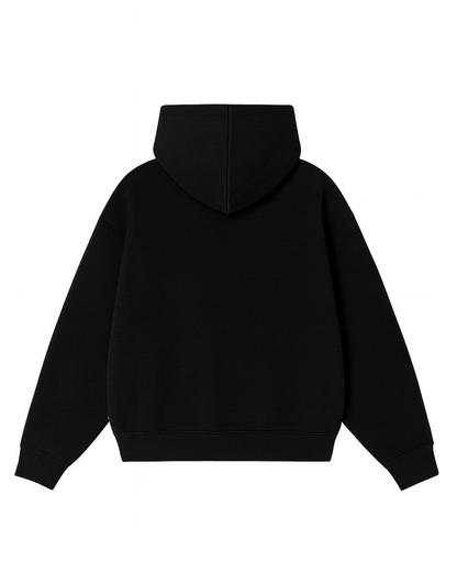 Hoodie basic negro zip  modelo clásico