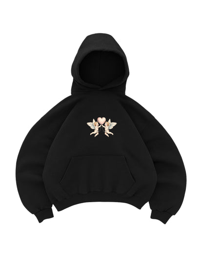 Hoodie emotion love modelo negro manga globo