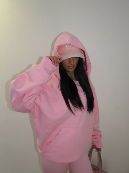 Hoodie basic rosado mangas globo