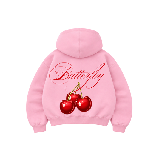 Cherry - Hoodie Zip Manga Globo pink
