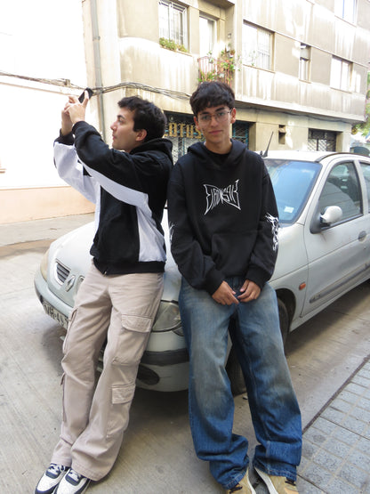 Hoodie full zipe bicolor manga globo ⭑