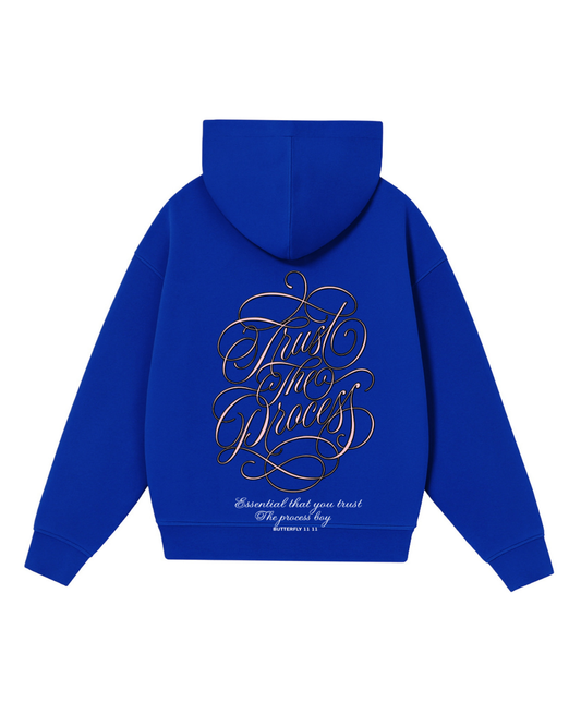 Hoodie trust the process modelo clásico azul rey