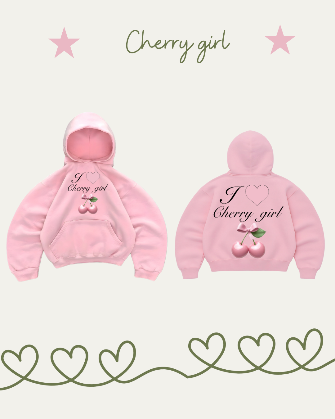 Hoodies cherry girl 🍒 rosado pastel