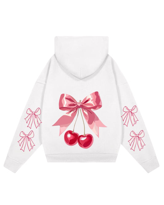 Hoodie cherry  modelo clásico blanco