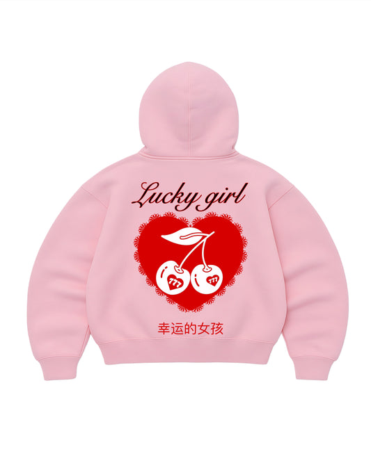 Hoodie lucky modelo manga globo pink