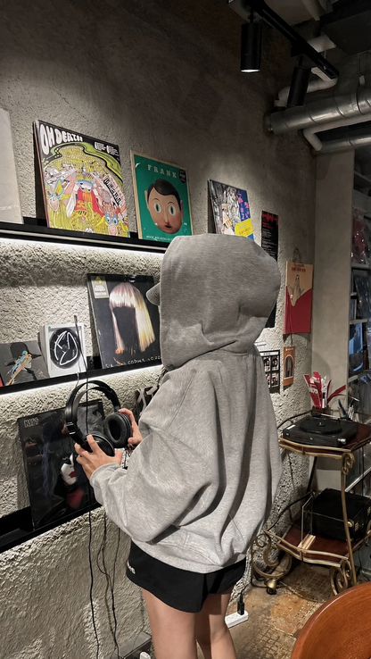Basic Gris - Hoodie Zip Mangas Globos