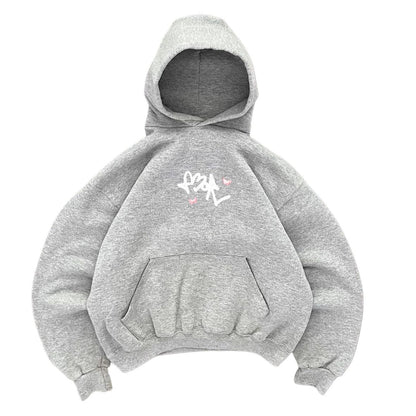 Hoodie amor gris modelo mangas globo