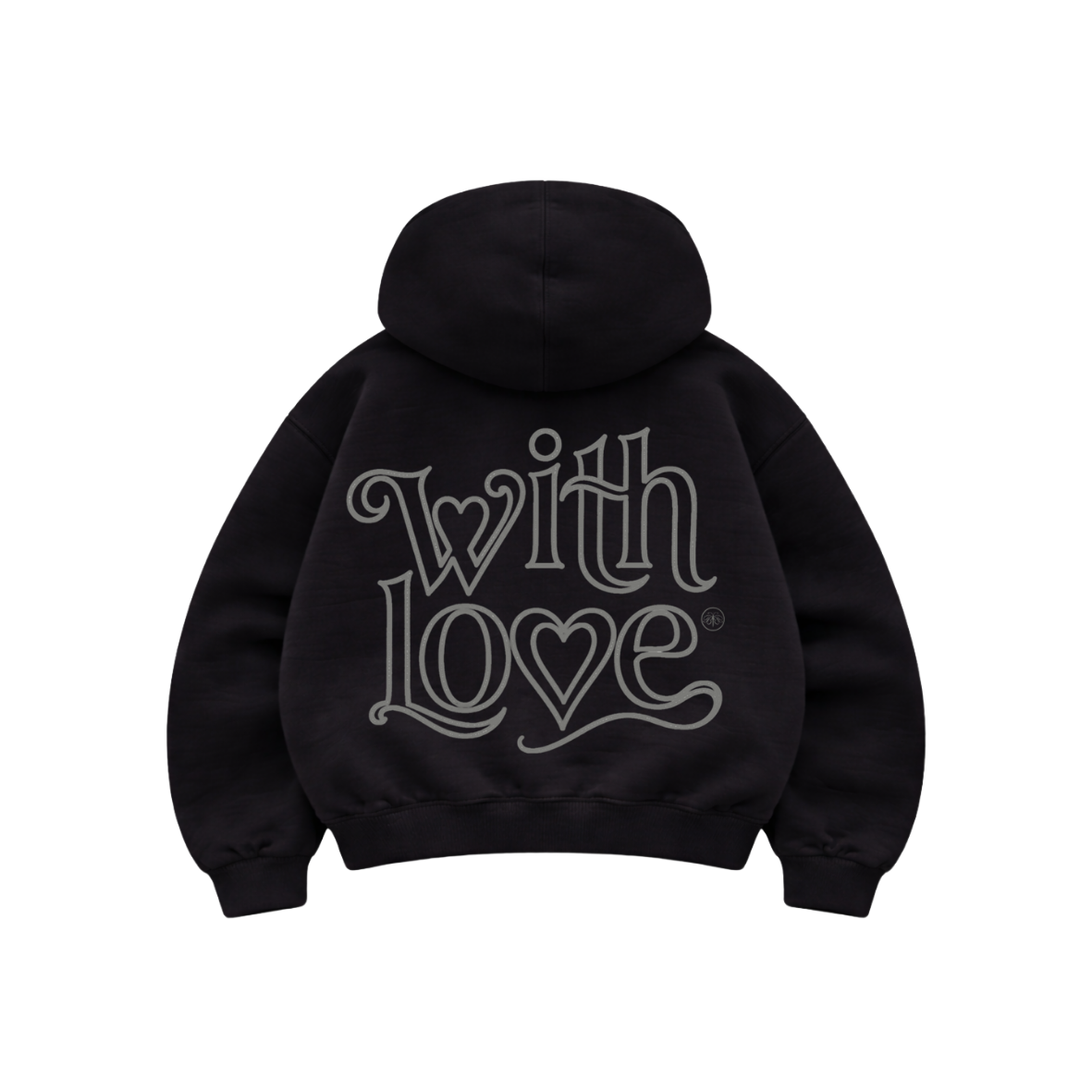 With love  - Hoodie Zip Mangas Globos black puff