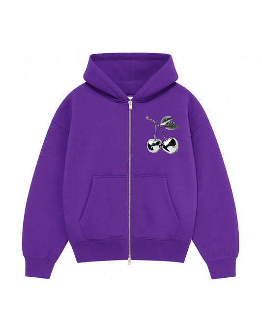 Hoodie cherry modelo clásico zip morado
