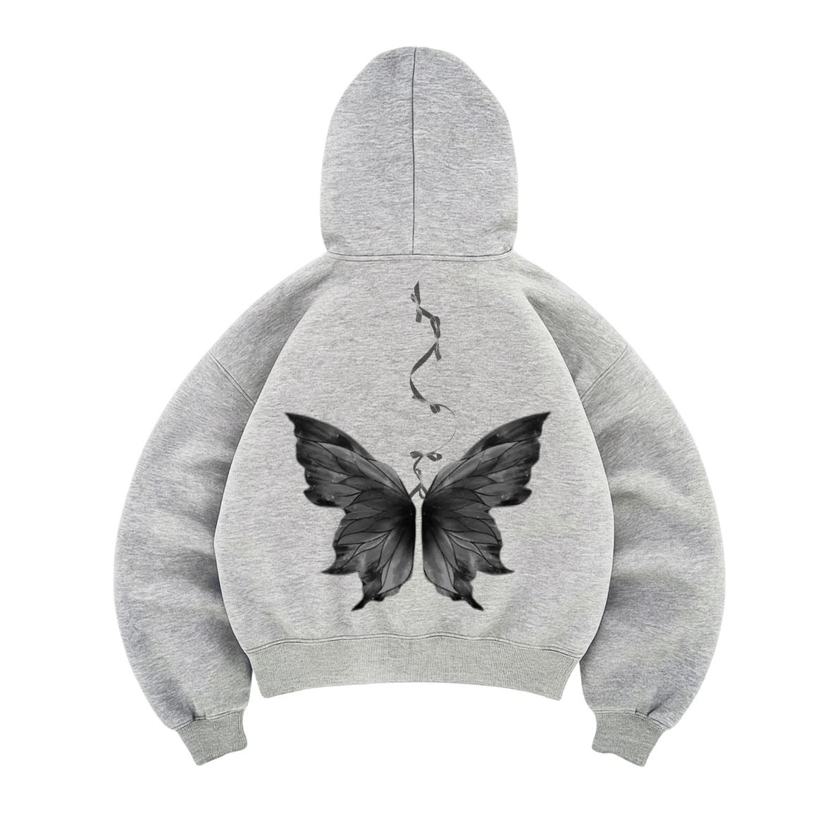 Hoodie mariposa gris mangas globo