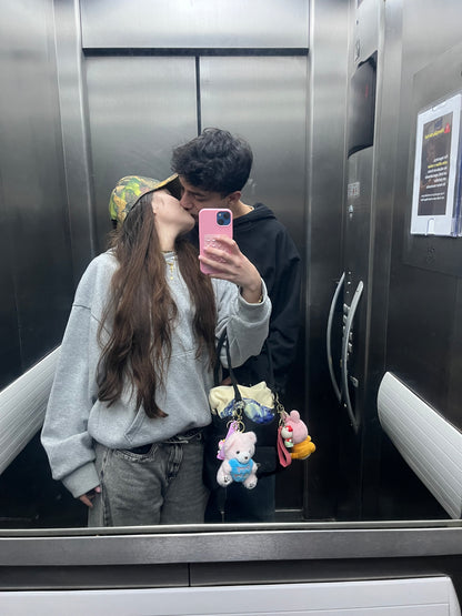 Hoodie basic gris mangas globo