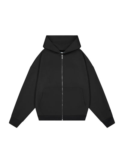 Hoodie basic negro zip  modelo clásico