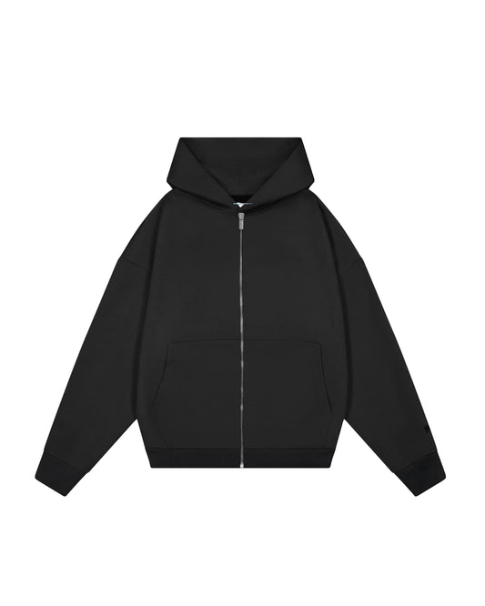 Hoodie basic negro zip  modelo clásico