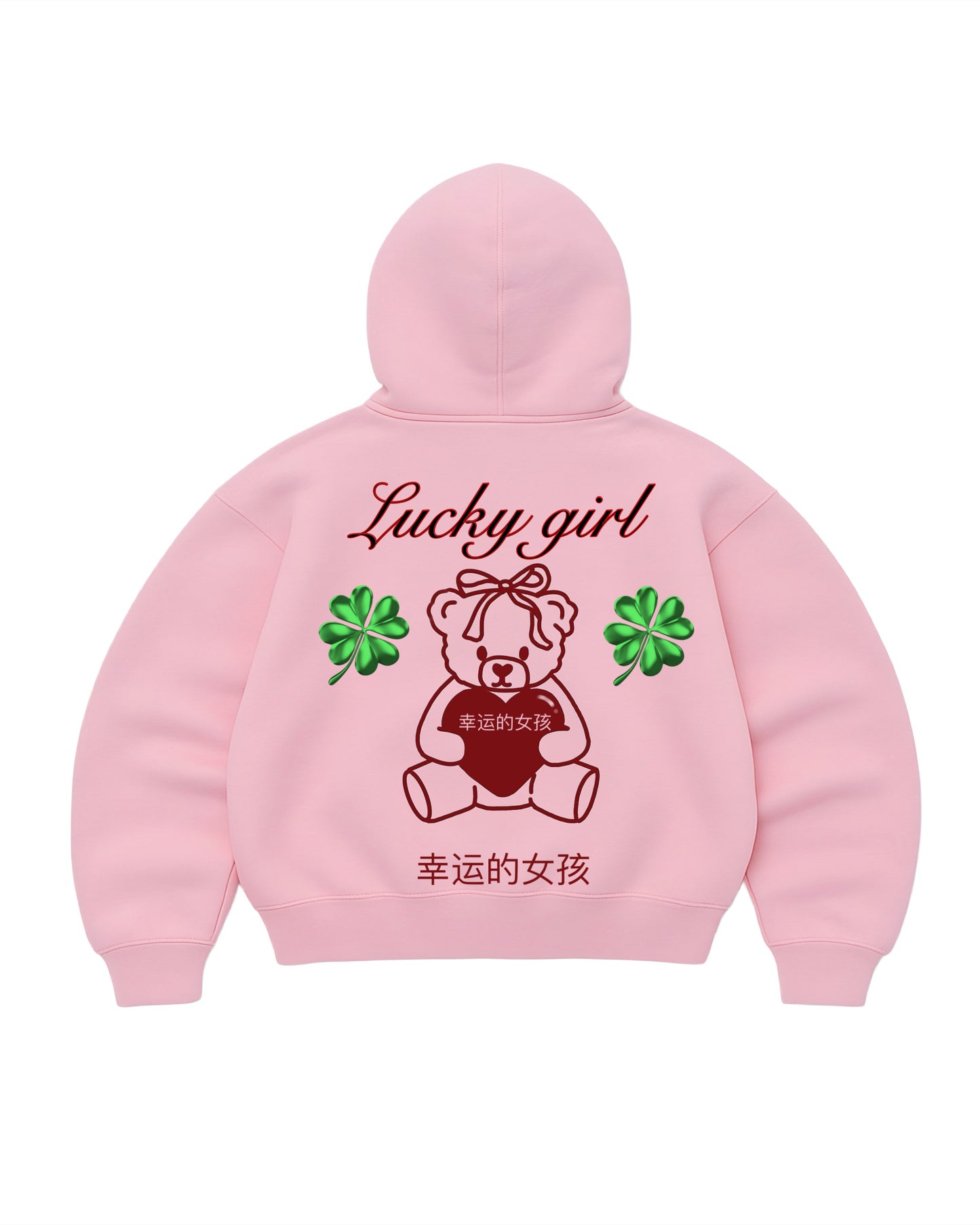 Hoodie  lucky modelo manga globo pink