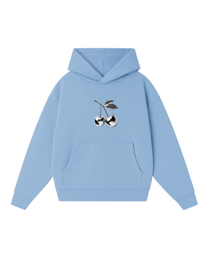 Hoodie cherry modelo clásico celeste pastel