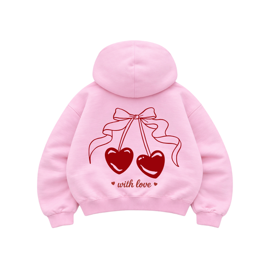 Hoodie with love modelo manga globo pink