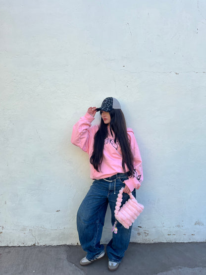 Butterfly Emblem Pink - Hoodie Mangas Globo