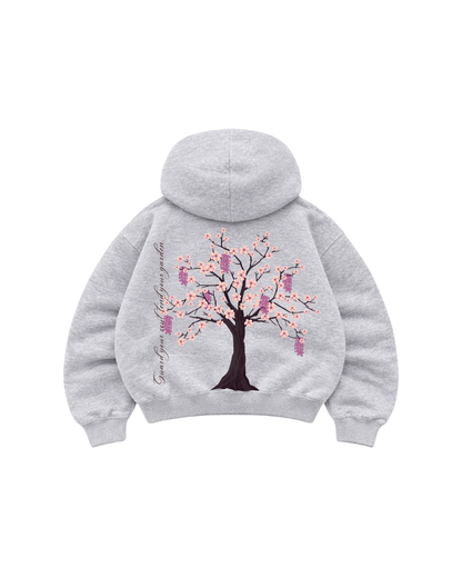 Garden Tree - Hoodie Zip Manga Globo Gris
