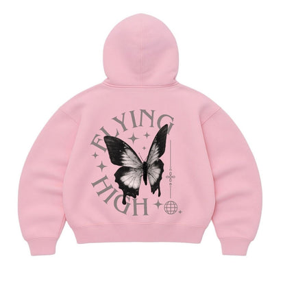 Hoodie flying high rosado mangas globo