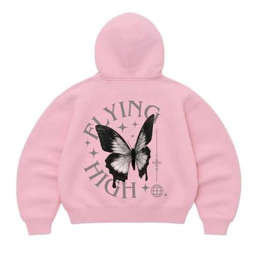Hoodie flying high rosado mangas globo