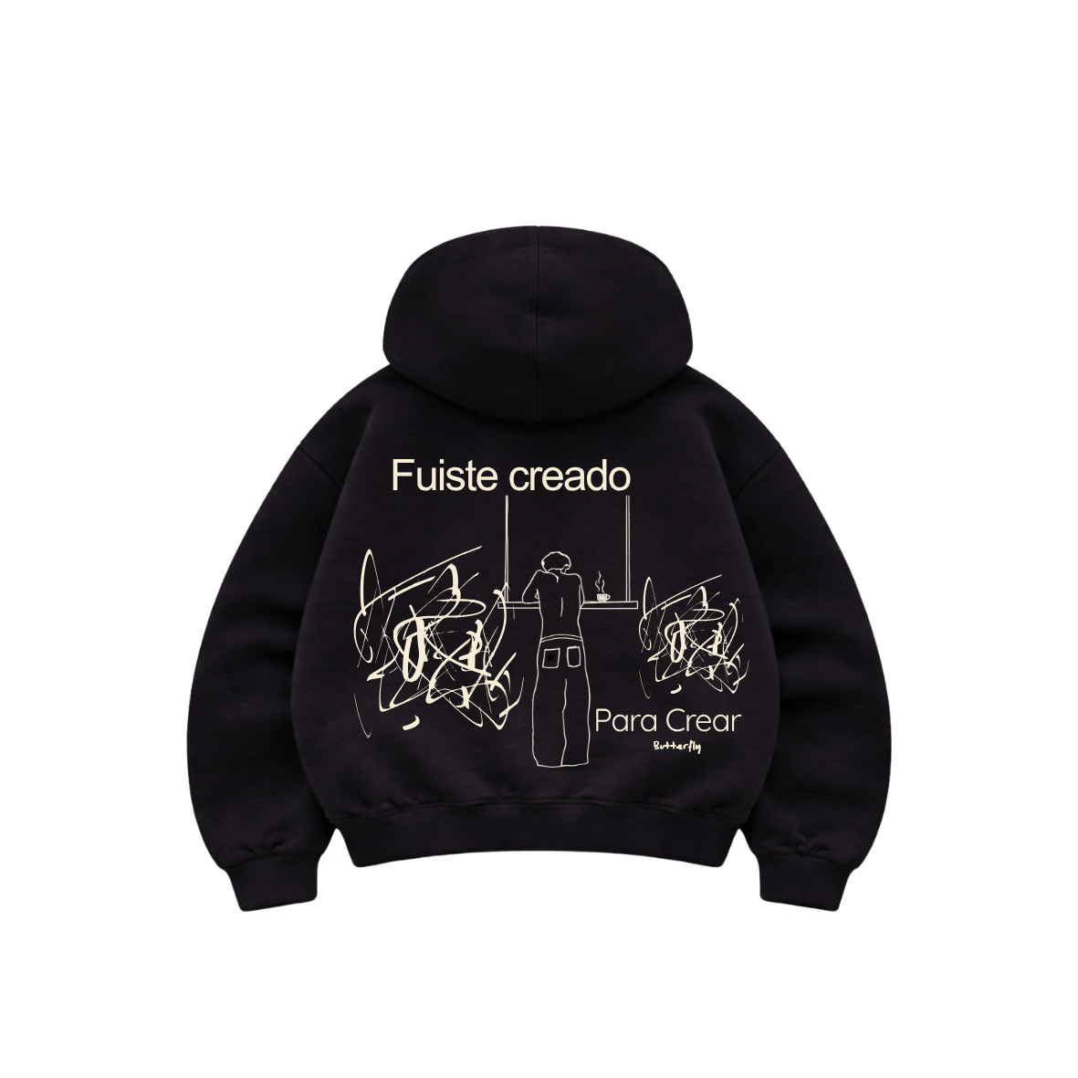 Creado para crear  - Hoodie Zip Mangas Globos black