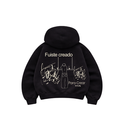 Creado para crear  - Hoodie Zip Mangas Globos black