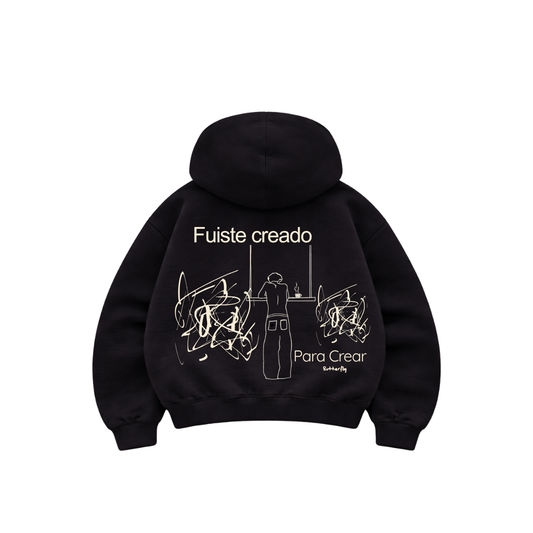 Creado para crear  - Hoodie Zip Mangas Globos black