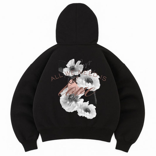 Hoodie Need Love negro mangas globo