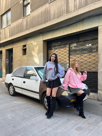 Hoodie cherry modelo manga globo gris
