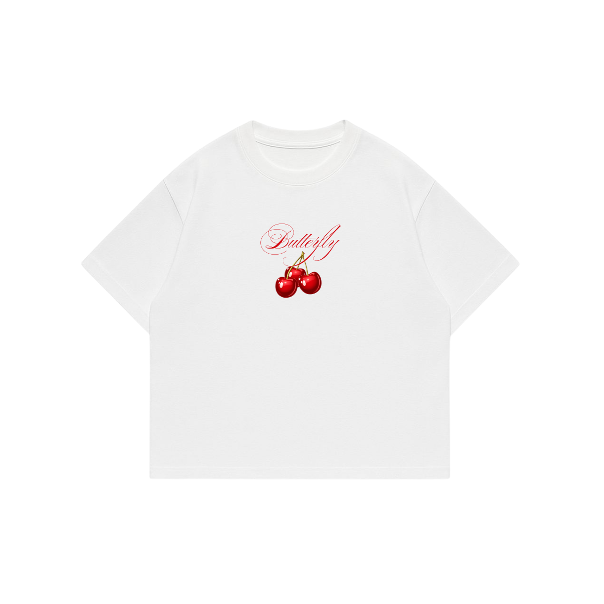 Cherry -  Premium Boxy T-Shirt white