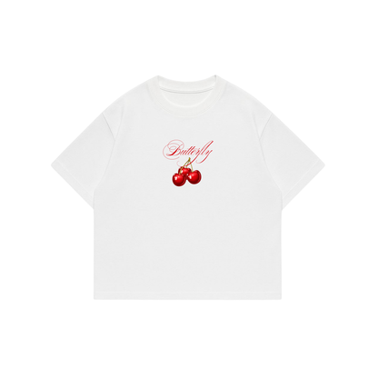 Cherry -  Premium Boxy T-Shirt white