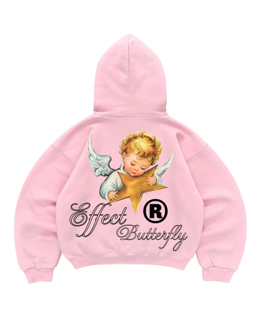 Hoodie  butterfly effect modelo mangas globo rosado